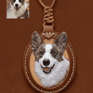 Leathfy Hand-Carved 3D Leather Pet Portrait Keychain Main View